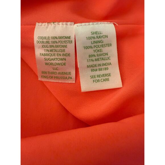 LILLY PULITZER RACHELLE XS Pink Sun Ray Gold Crochet Pom Pom Lined Dress EXC - Picture 4 of 7